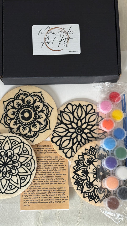 DIY Mandala Art Kit - 4 Tea Coasters